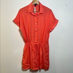 Lands End Coral Button-Up Shorts Jumper Cover-Up